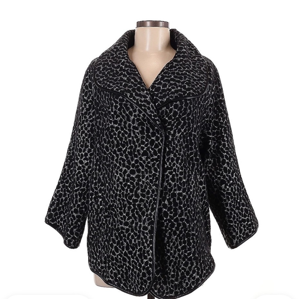 Chico’s Faux Fur Leopard Animal Print Jacket Blazer  Women's Coat SZ 3 XL/16